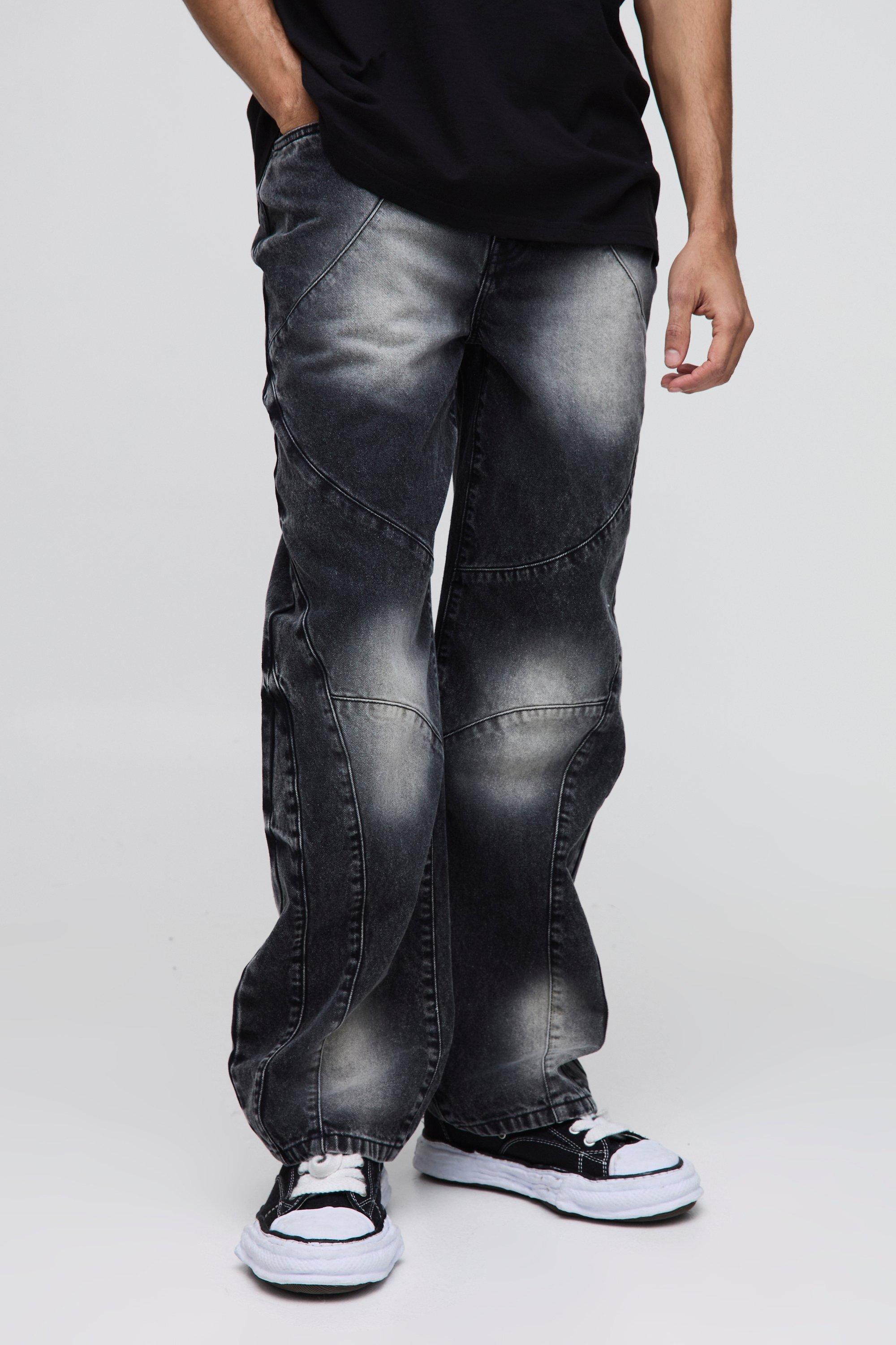 Relaxed Rigid Panelled Denim Jeans